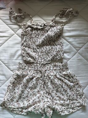 Abercrombie & Fitch Cream Floral Smocked Two-Piece Set